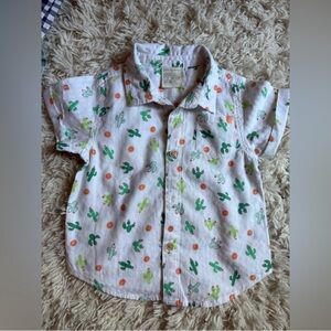 Cactus Print Kids Shirt - White and Green